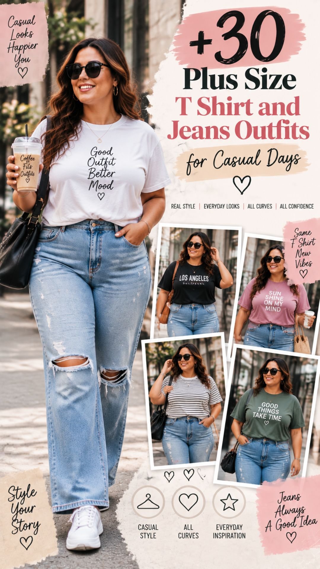 30 Plus Size T Shirt and Jeans Outfits for Casual Days
