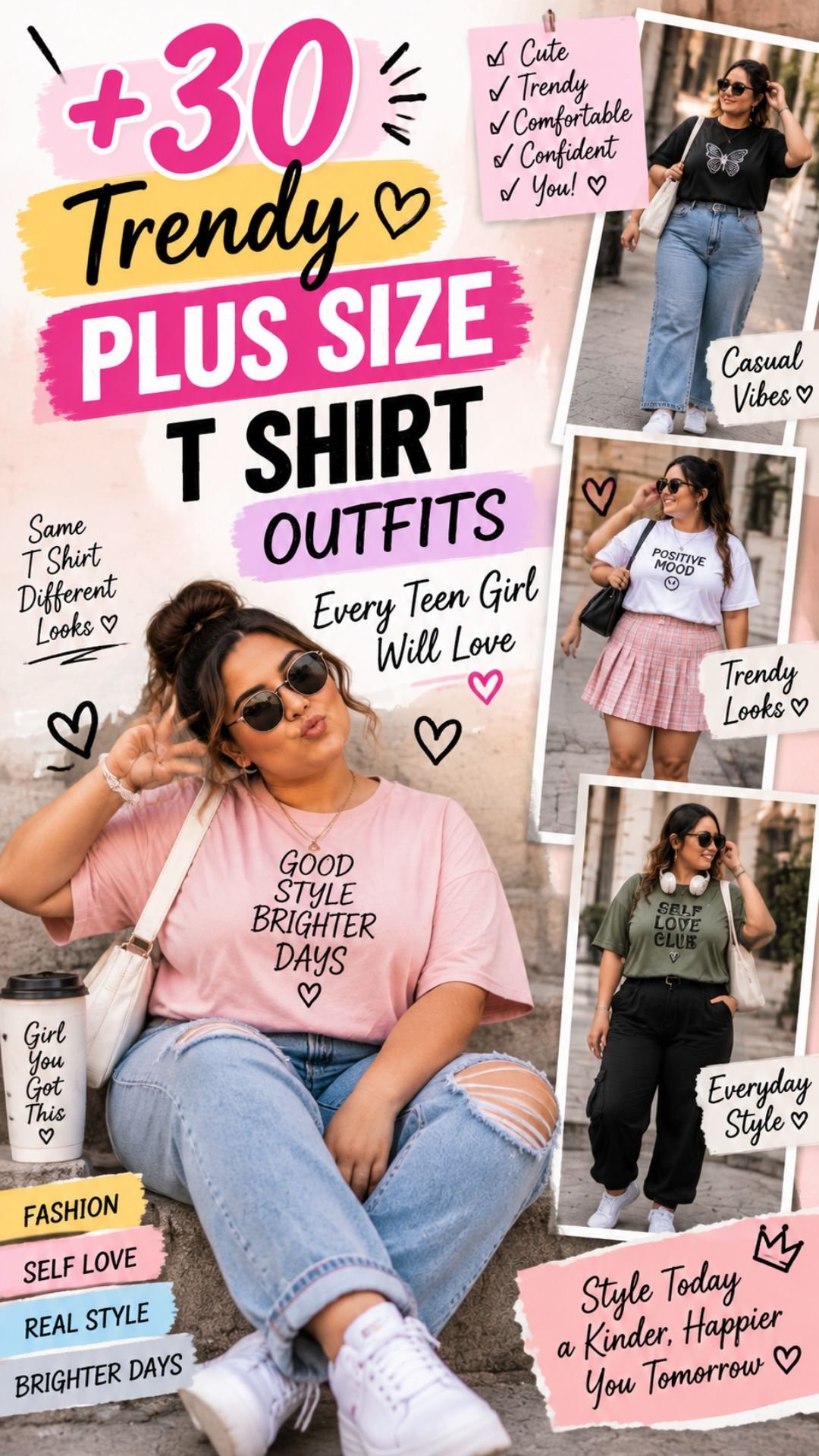 30 Trendy Plus Size T Shirt Outfits Every Teen Girl Will Love