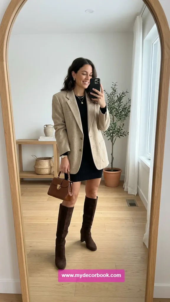 4. Oversized Blazer With Mini Dress