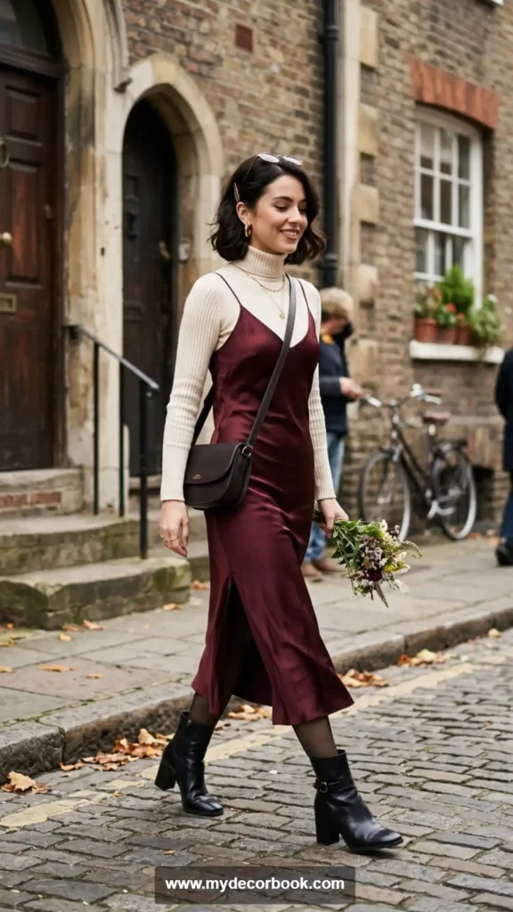 4. Slip Dress Over a Turtleneck