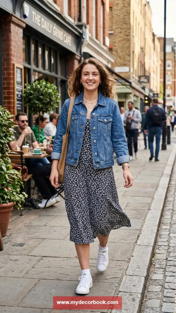 5. Denim Jacket Over a Casual Dress