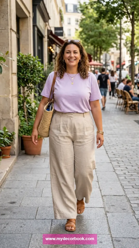 5. Plus Size T Shirt With Wide-Leg Pants