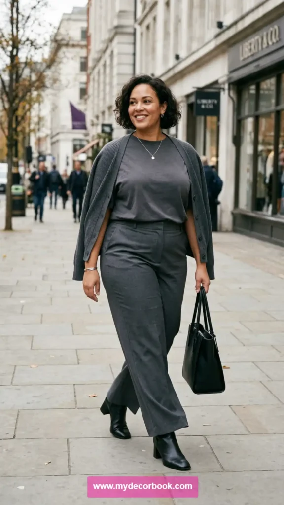6. Monochrome Plus Size T Shirt Outfit