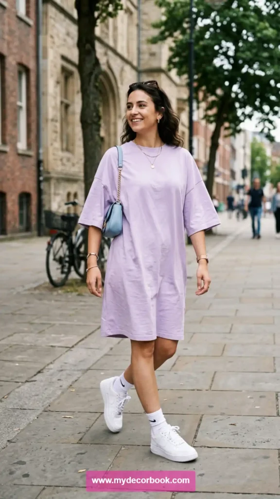 6. T Shirt Dress With Sneakers