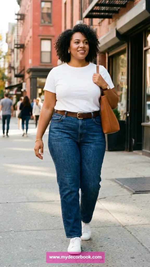 6. Tucked-In T Shirt With High Waist Jeans