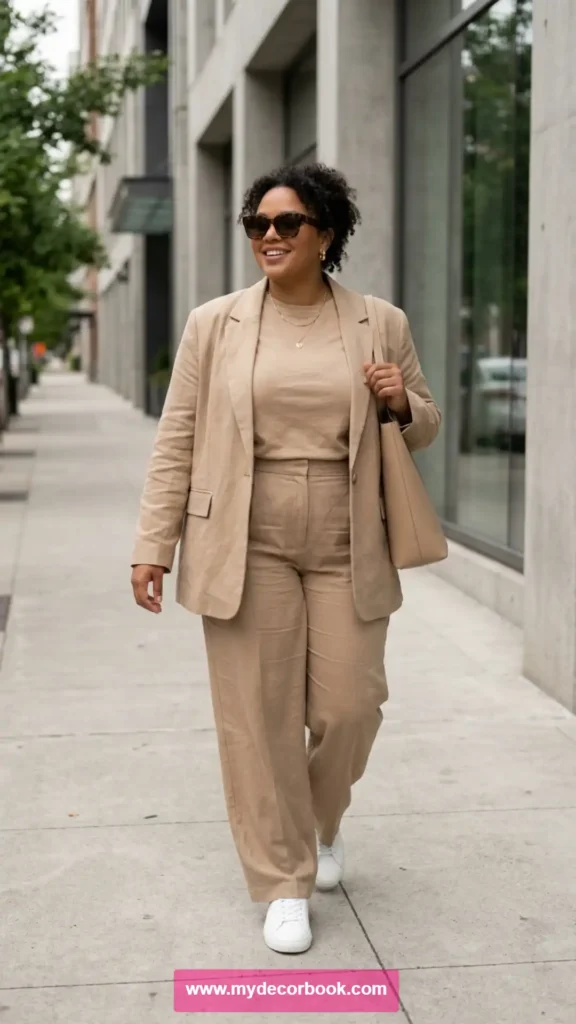 7. Monochrome Plus Size T Shirt Outfit