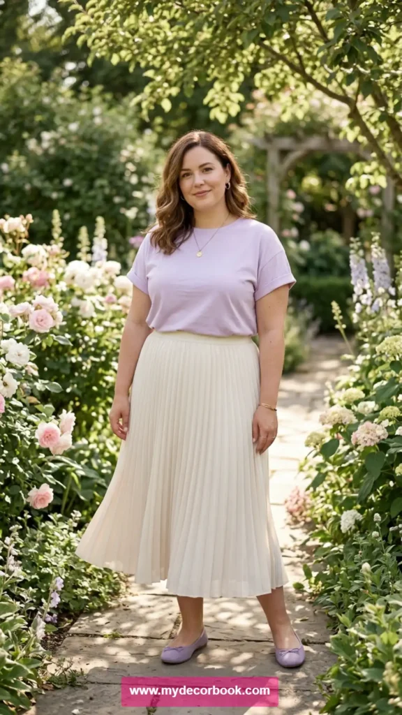7. Pastel T-Shirt With Pleated Skirt