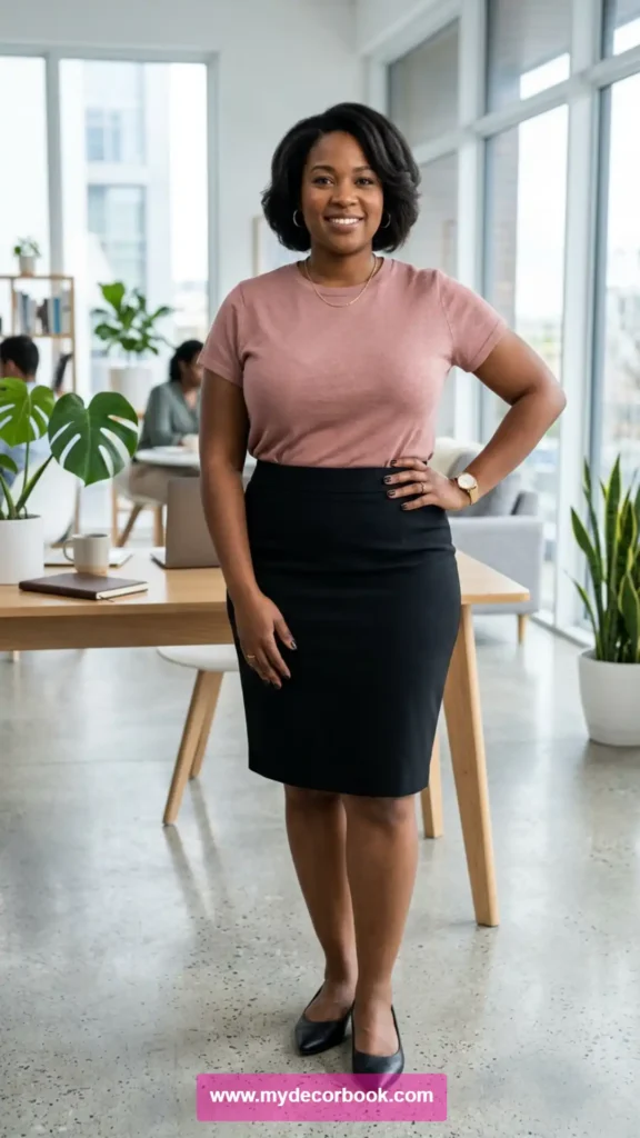 7. Plus Size T Shirt With Pencil Skirt