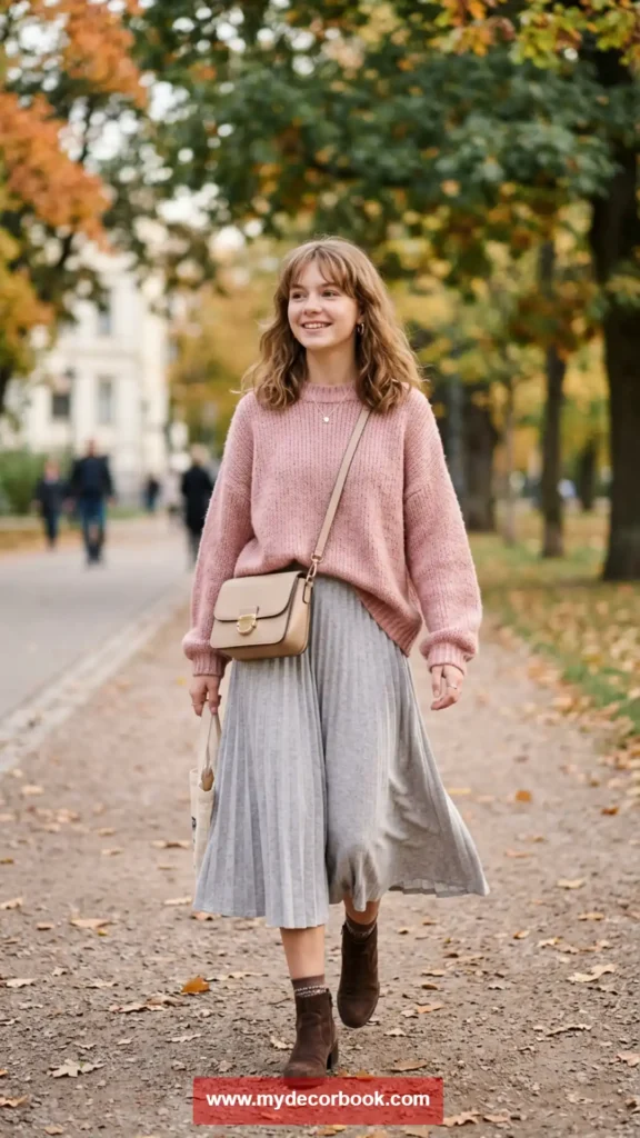 7. Sweater with Pleated Skirt