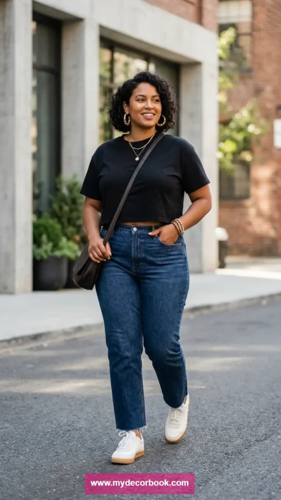 8. Cropped T Shirt With High Rise Jeans