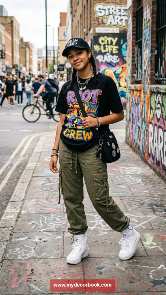 8. Graphic Tee with Cargo Pants
