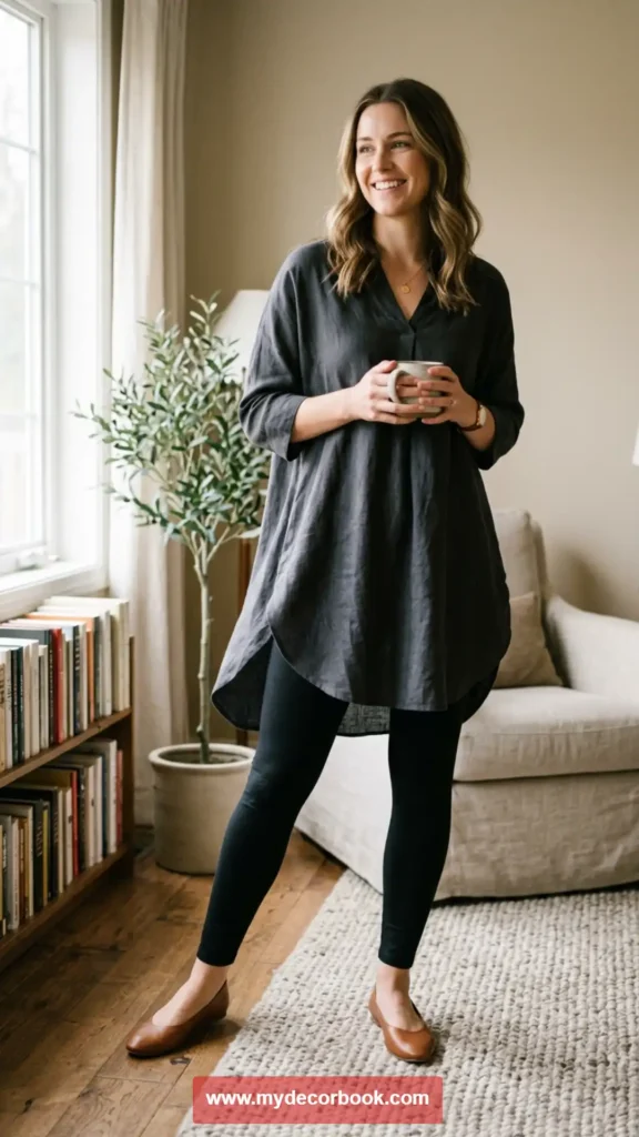 8. Leggings with a Long Tunic Top