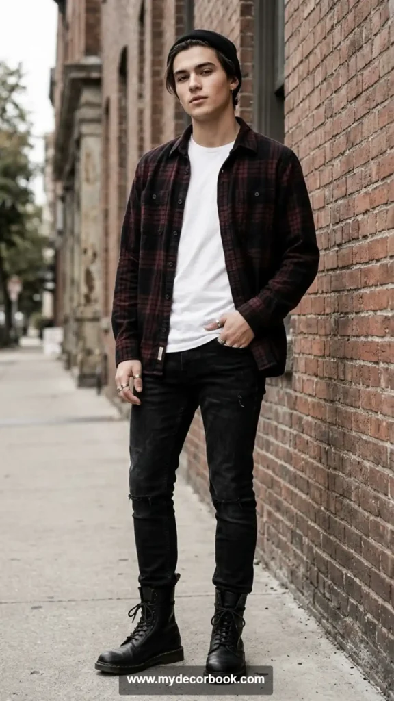 8. Plaid Shirt With Black Denim