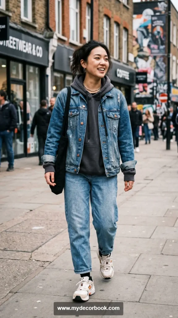 9. Hoodie Under a Denim Jacket