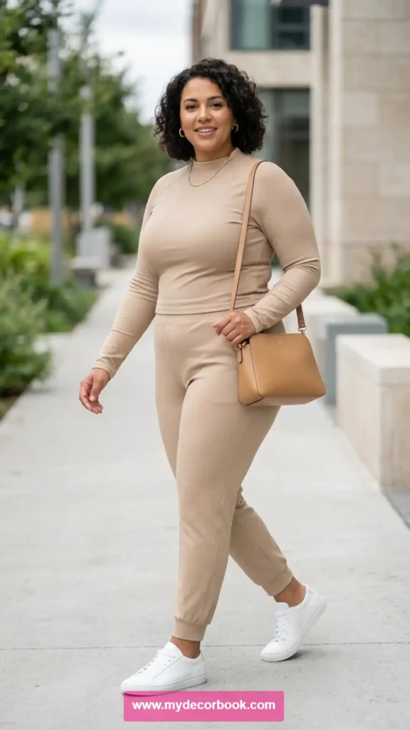 9. Monochrome Plus Size Athleisure Outfit