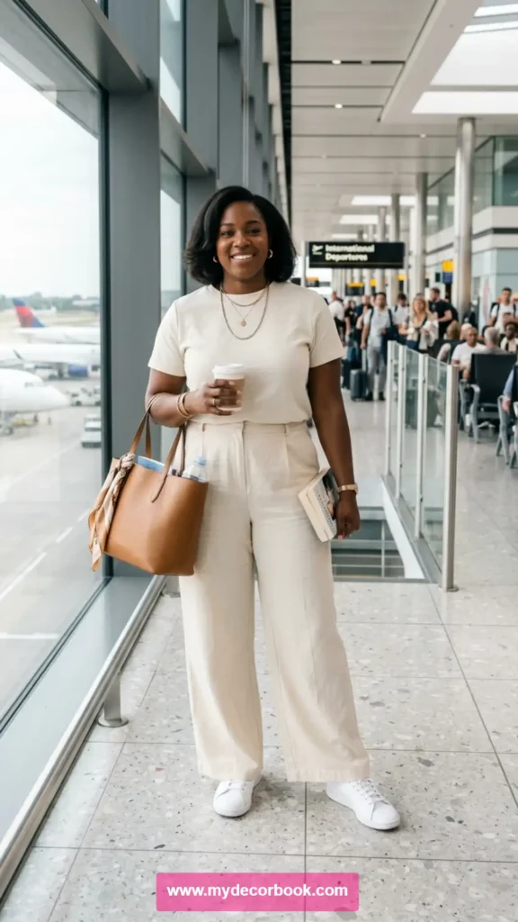 9. Plus Size Neutral T Shirt With Matching Co-Ord Pants
