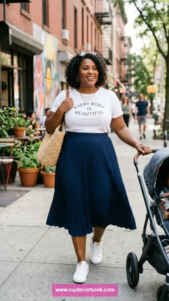 9. Plus Size T Shirt With Midi Skirt