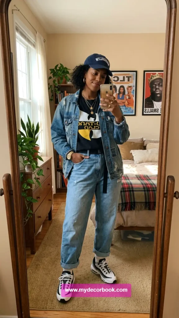 1. Oversized Denim Jacket With Baggy Jeans