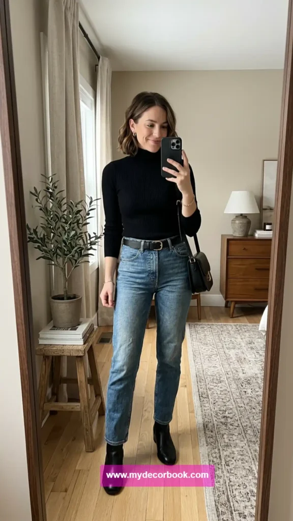 1. Straight-Leg Jeans With a Black Turtleneck