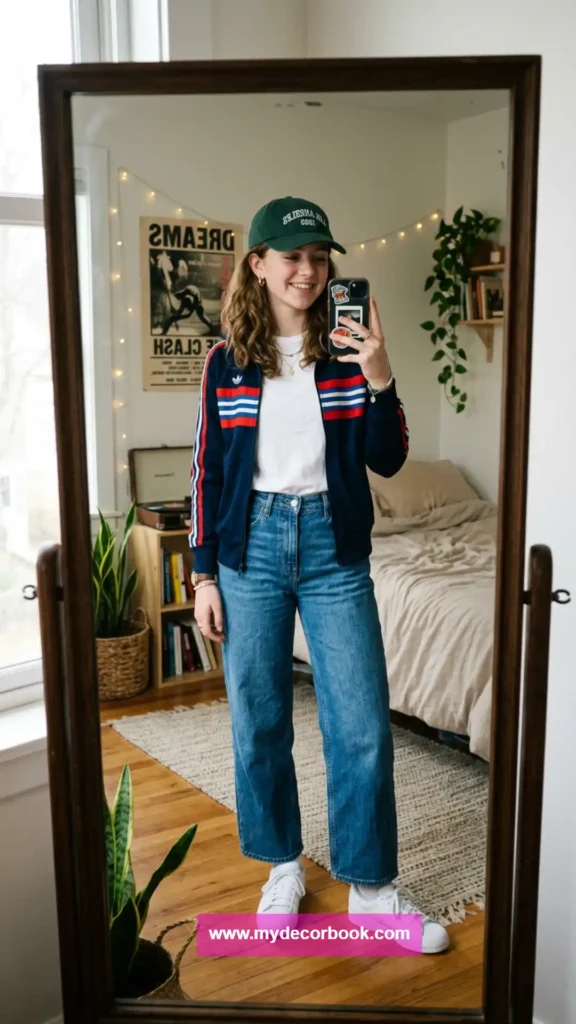 10. Track Jacket With Wide-Leg Jeans