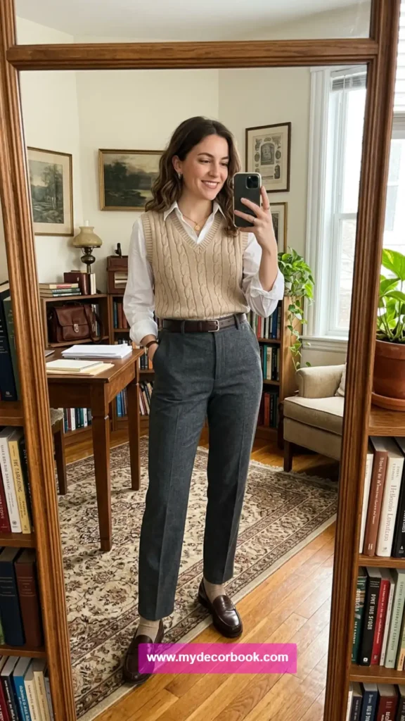 10. Vest Over Button-Up Shirt