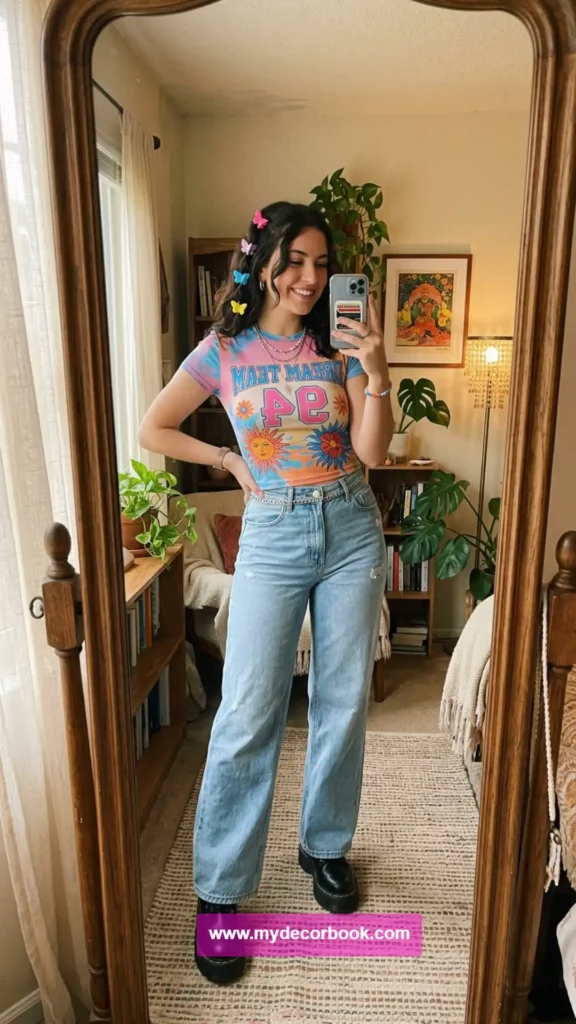 11. Baby Tee With Wide-Leg Jeans And Boots