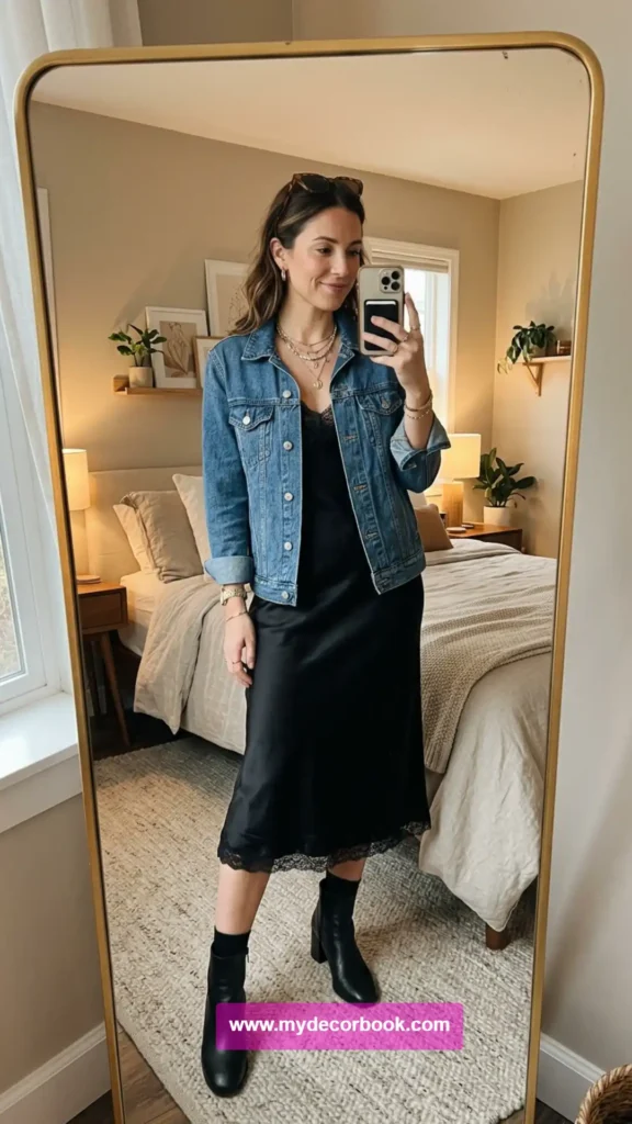 11. Denim Jacket With Slip Dress