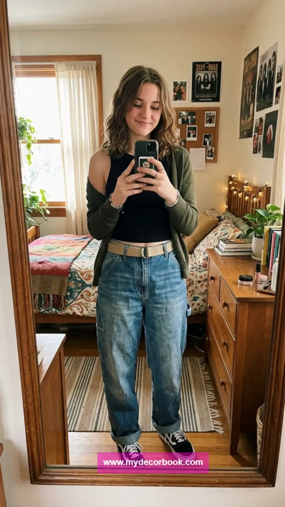 12. Baggy Carpenter Jeans With Ribbed Tank