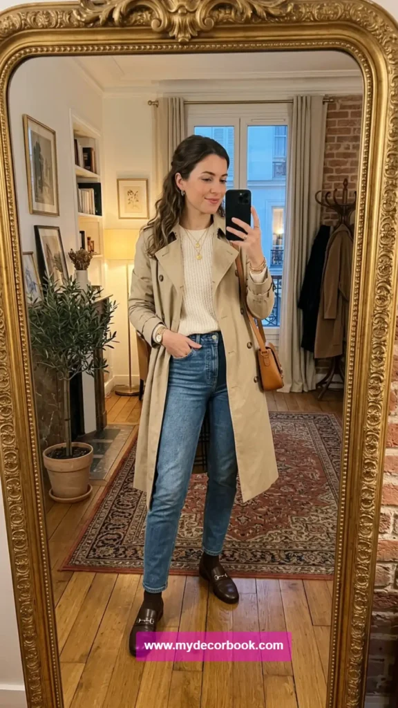 13. Trench Coat With Casual Layers