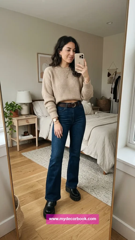 15. Oversized Sweater With Flared Jeans