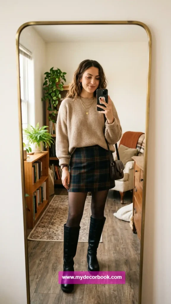 16. Oversized Sweater With Mini Skirt