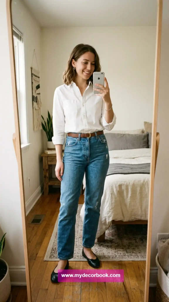 16. White Shirt With Vintage Jeans