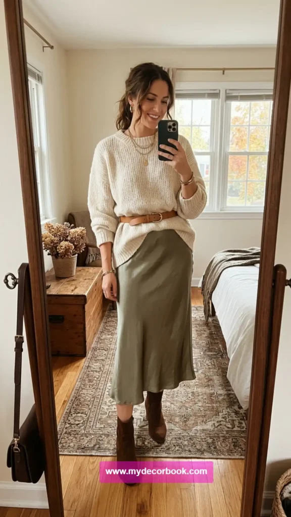 17. Slip Dress With Chunky Sweater