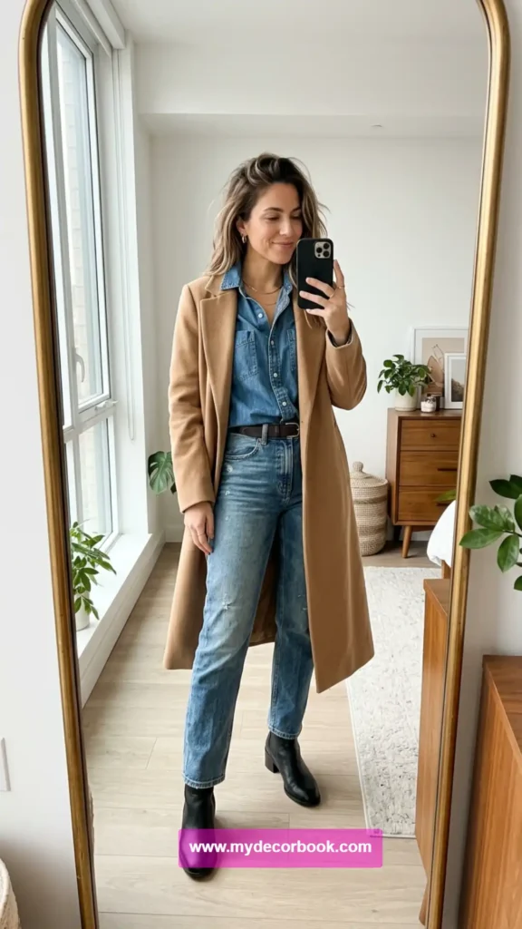 18. Double Denim With a Long Coat