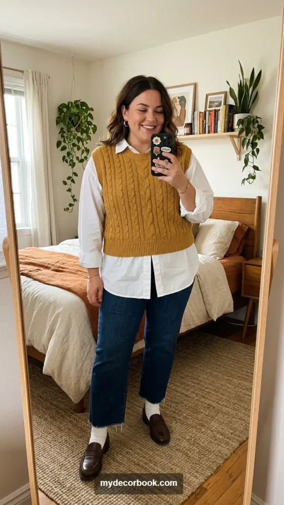 18. Sweater Vest Over a White Button-Down
