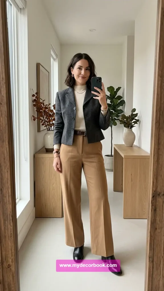 19. Cropped Jacket With High-Waisted Trousers
