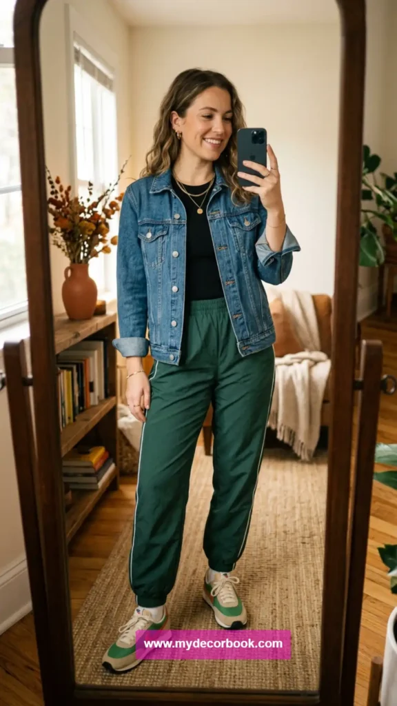 19. Denim Jacket With Track Pants