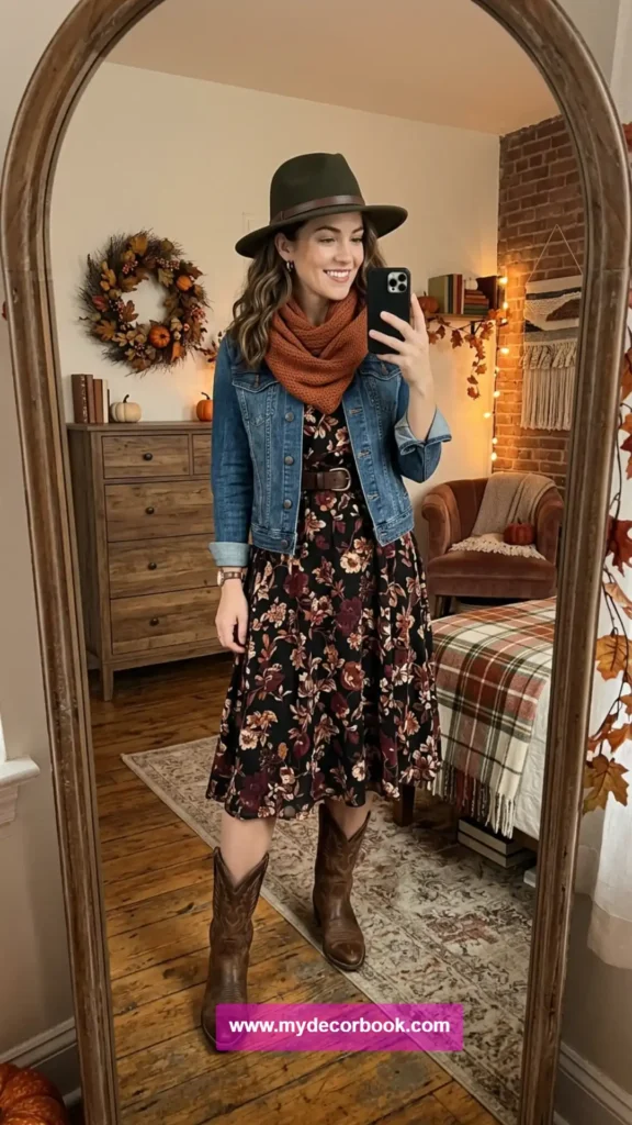 19. Floral Dress With Western Boots
