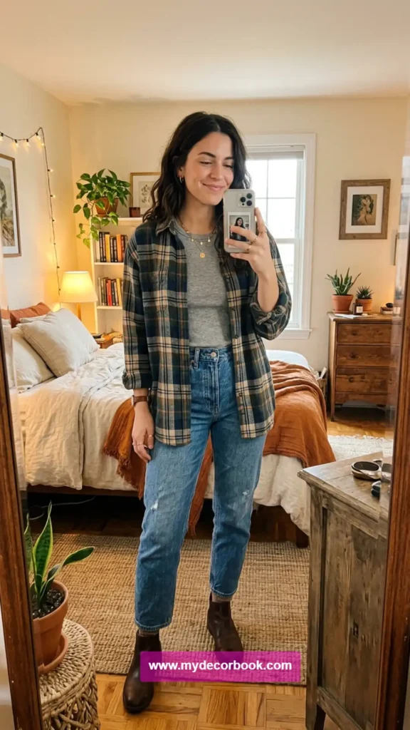 19. Monica Inspired Flannel Shirt Look