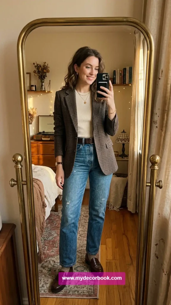 19. Plaid Blazer With Jeans