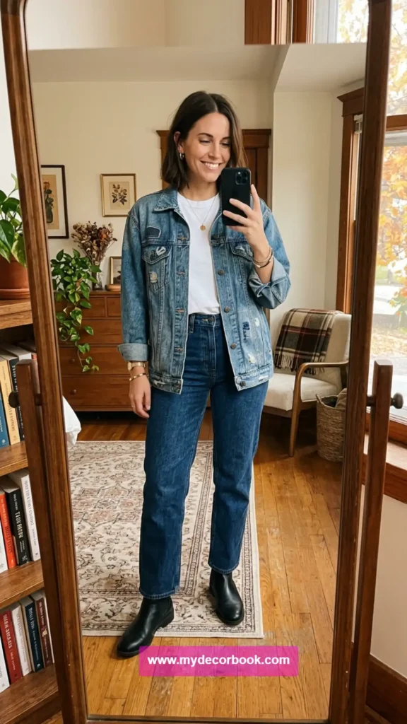 2. Monica Geller Inspired Denim Jacket Outfit