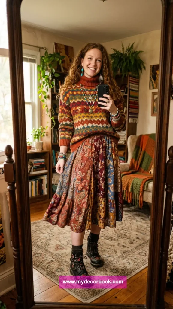 20. Phoebe Inspired Colorful Fall Outfit
