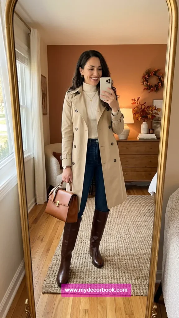 20. Trench Coat With Knee Boots