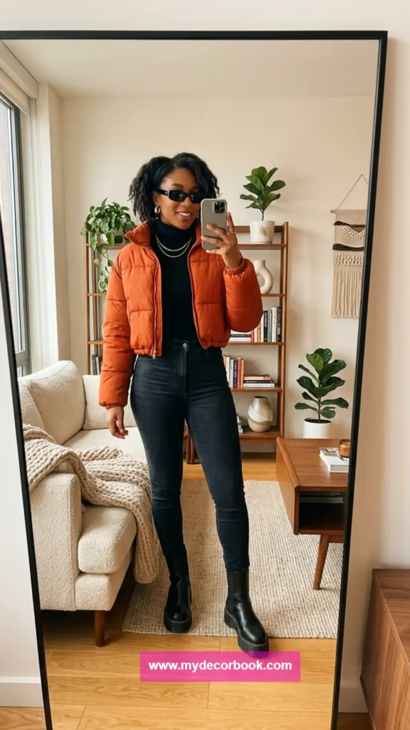22. Puffer Jacket With Platform Boots