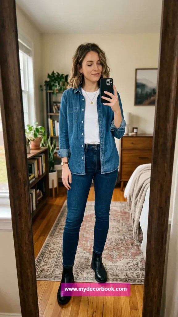 23. Denim Shirt With Black Boots
