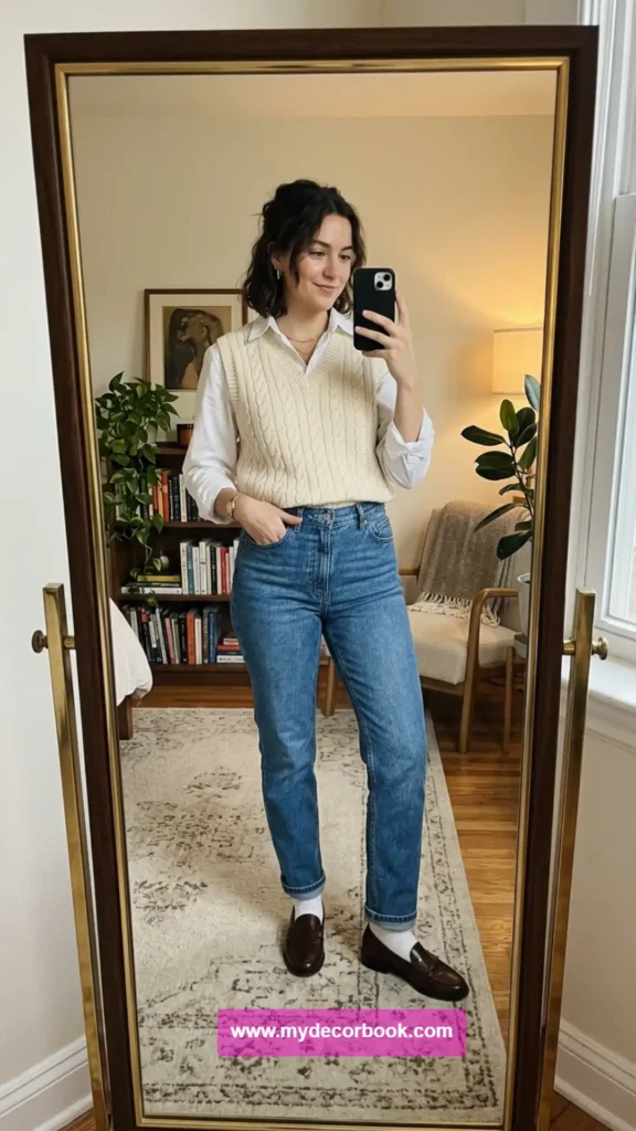24. Sweater Vest With Button Shirt