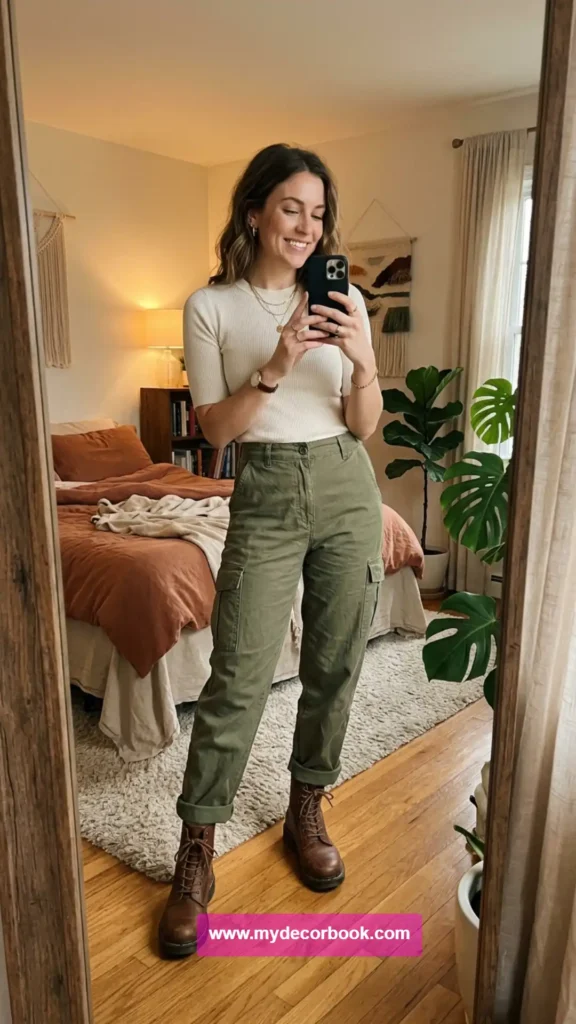 25. Cargo Pants With Feminine Top