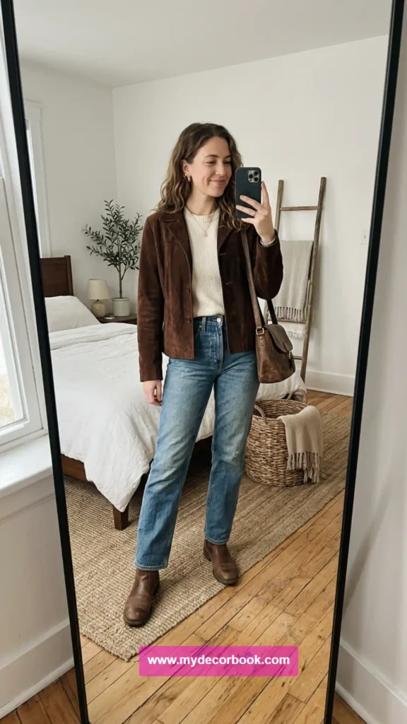 26. Suede Jacket With Vintage Denim