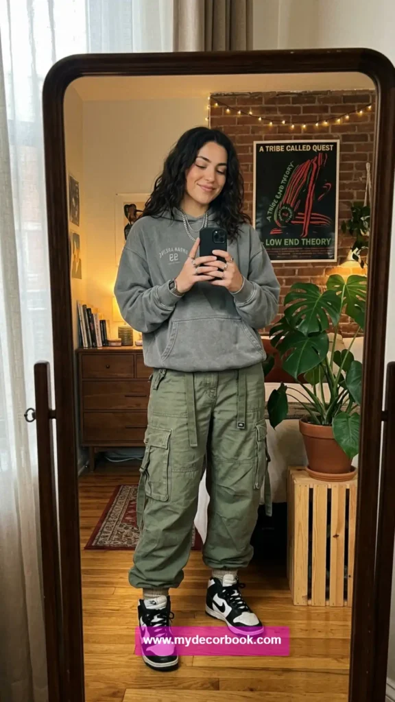 3. Oversized Hoodie With Cargo Pants