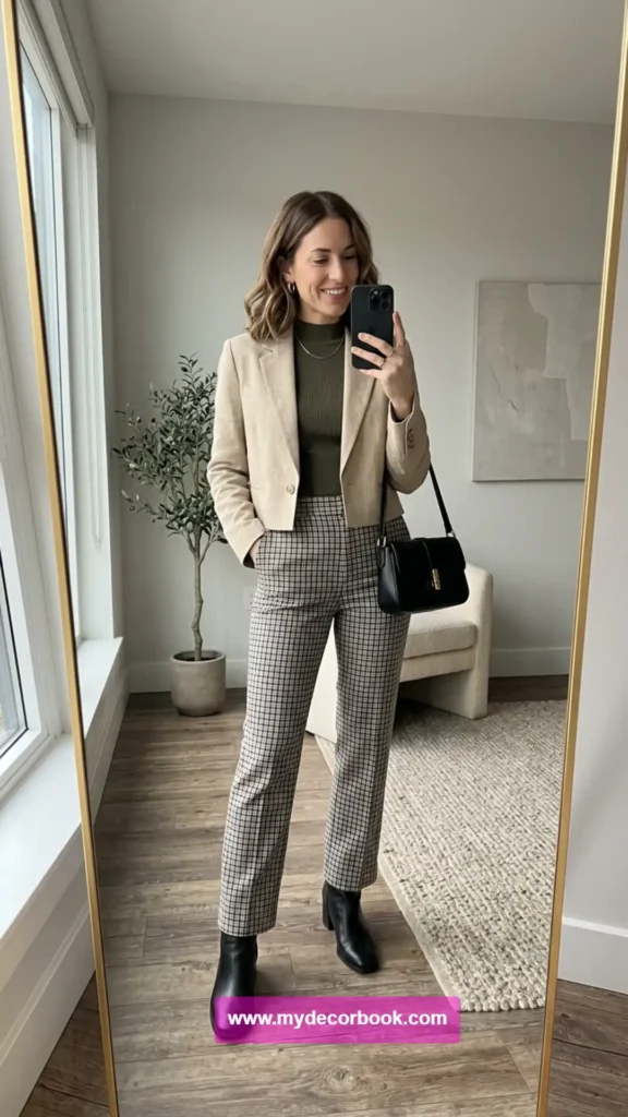 5. Cropped Blazer With High-Waisted Trousers